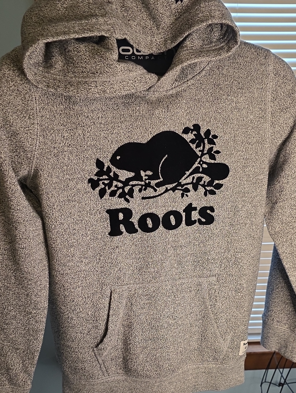 Roots Canada Kids Salt & Pepper Classic Beaver Logo Kanga Hoodie Size XL 11/12